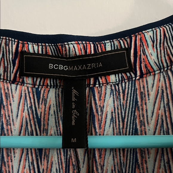 BCBGMaxAzria Blue and Coral Geometric Dress - Picture 2 of 6